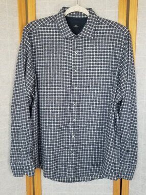 Navy Blue Check Flannel Shirt Anthony Mason Bespoke Designer XXL